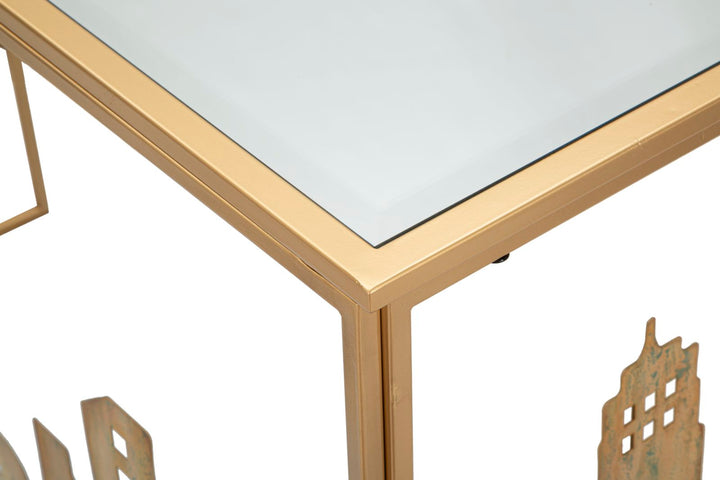 Stadt Konsolentisch aus Metall und Glas
