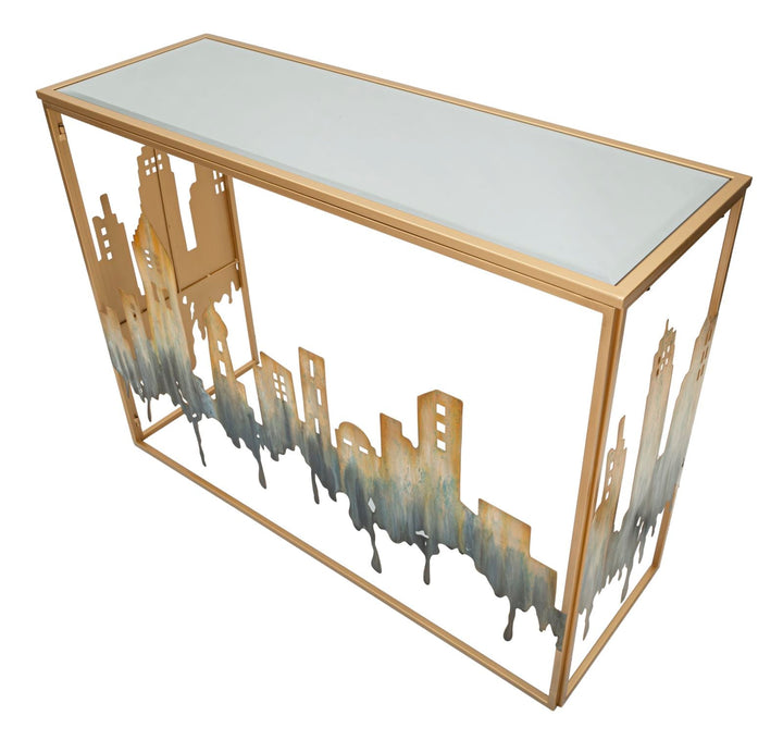 Stadt Konsolentisch aus Metall und Glas