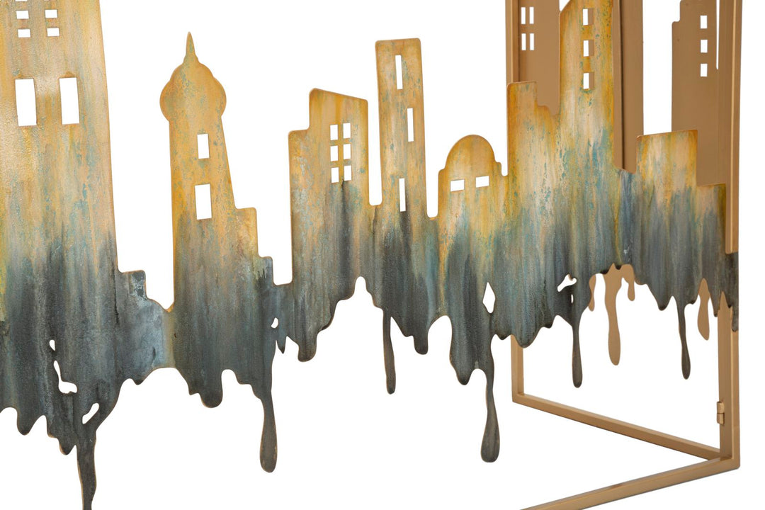 Stadt Konsolentisch aus Metall und Glas