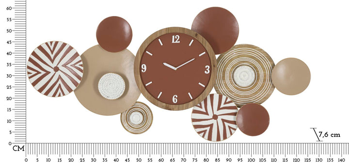 Runde geometrische Kreise dekoriert braune Metall Wanduhr
