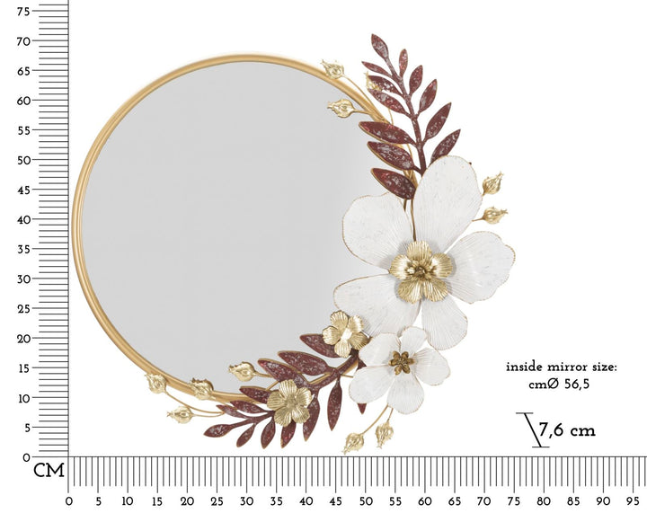 Metall Floral Runder Wandspiegel