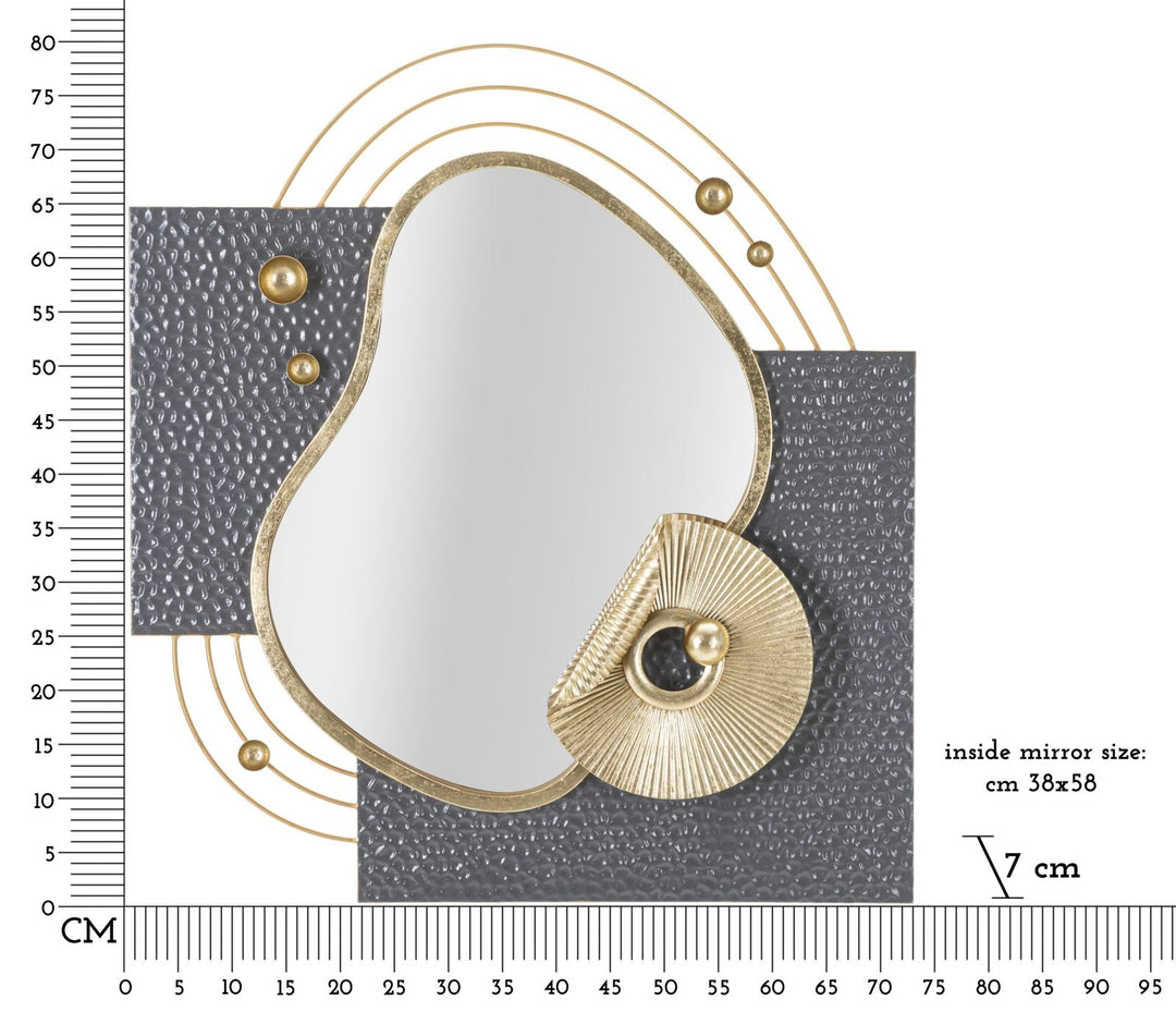 Abstrakter Geometrischer Wandspiegel aus Metall