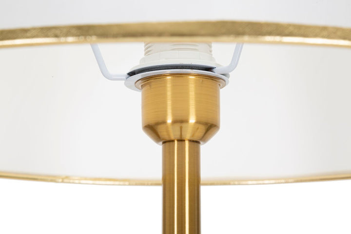 Stehlampe in Gold und Weiß mit Aufhängern