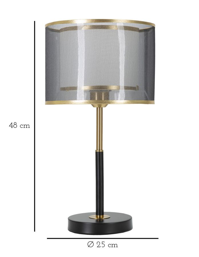 Transparente Tischleuchte in Gold und Schwarz
