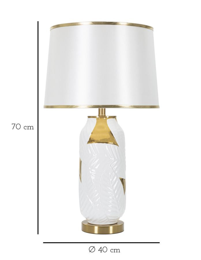 Luxuriöse Tischlampe aus Keramik in Gold und Weiß