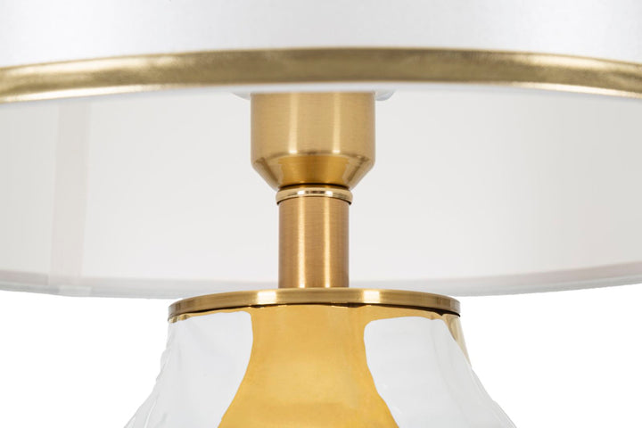 Luxuriöse Tischlampe aus Keramik in Gold und Weiß