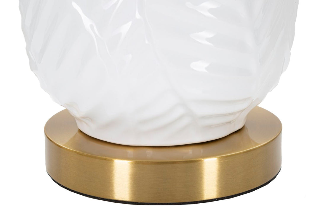 Luxuriöse Tischlampe aus Keramik in Gold und Weiß