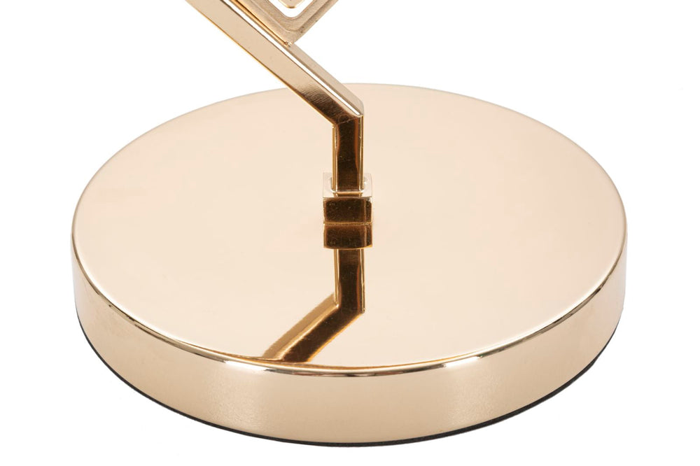 Geometrische Tischlampe in Gold und Weiß