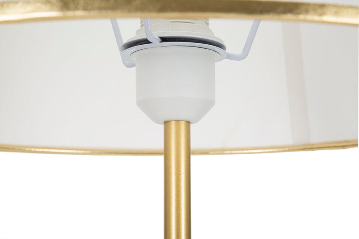 Stehlampe aus Metall mit 3 Beinen in Gold und Weiß