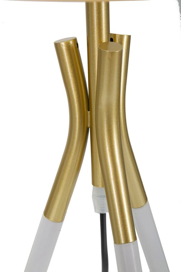 Gold und Weiß Metall Tischlampe mit 3 Beinen