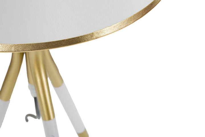 Gold und Weiß Metall Tischlampe mit 3 Beinen