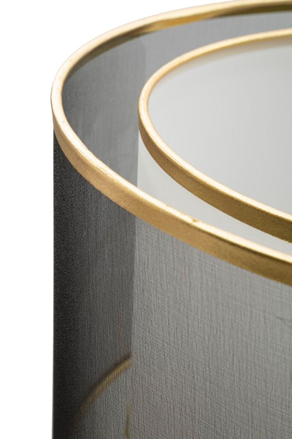 Transparente Stehlampe in Gold und Schwarz
