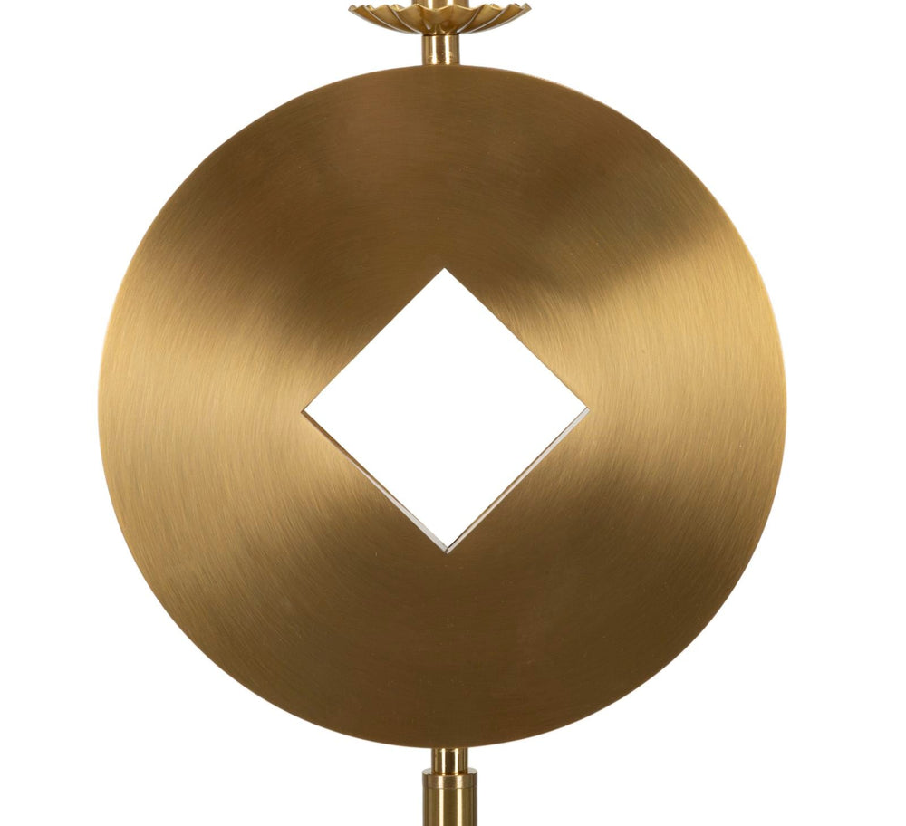Geometrische Stehlampe in Gold und Weiß