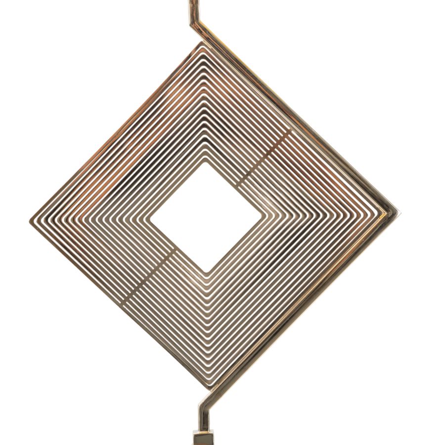 Geometrische Stehlampe in Gold und Weiß