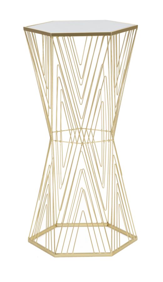 Gold Metall Saeulentisch Lines 6 Modernes Design