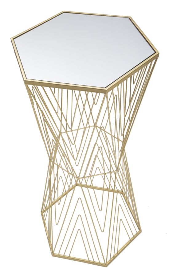 Gold Metall Saeulentisch Lines 6 Modernes Design