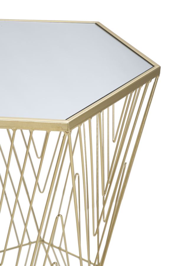 Gold Metall Saeulentisch Lines 6 Modernes Design