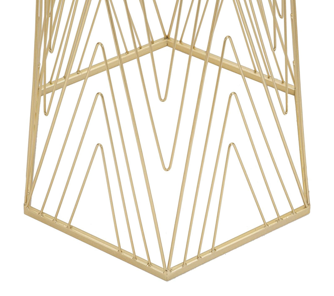 Gold Metall Saeulentisch Lines 6 Modernes Design