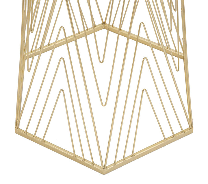 Gold Metall Saeulentisch Lines 6 Modernes Design