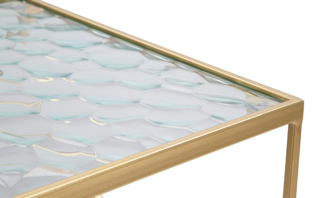 2er Set Glas Beistelltische Goldbasis Glassy Kollektion