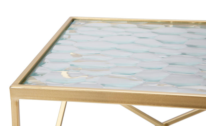 2er Set Glas Beistelltische Goldbasis Glassy Kollektion