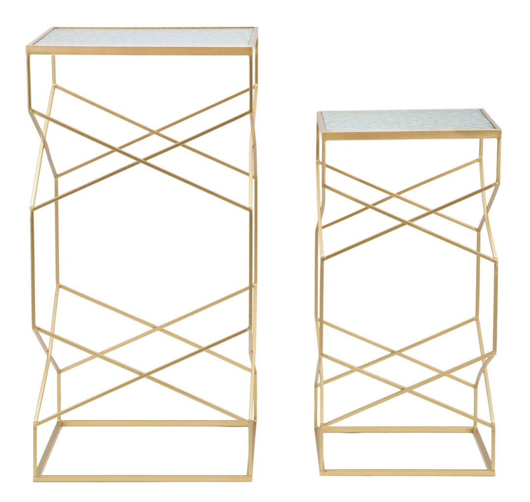 Gold Metall Beistelltische Glasplatte Glassy Coppia