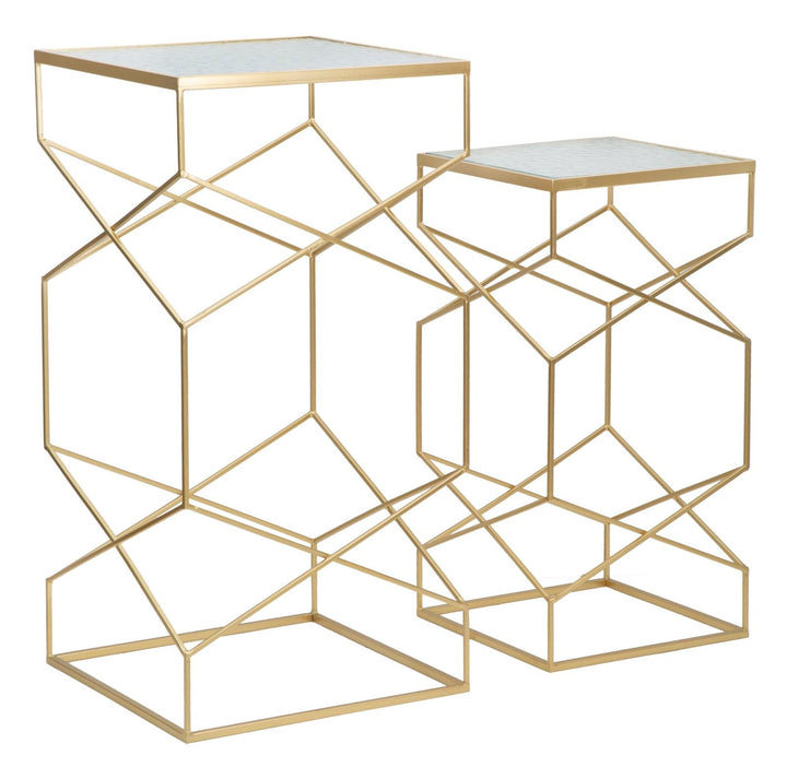 Gold Metall Beistelltische Glasplatte Glassy Coppia