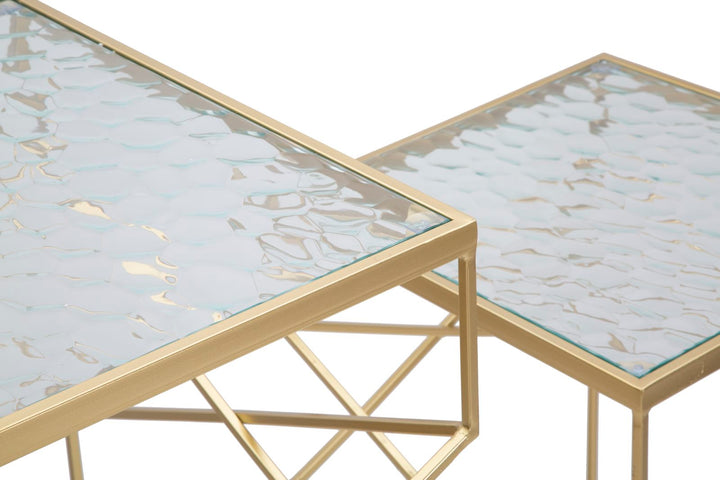 Gold Metall Beistelltische Glasplatte Glassy Coppia