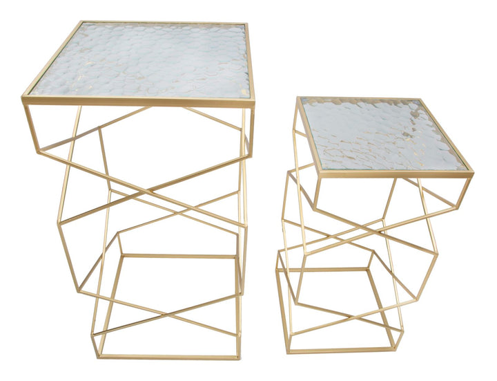Gold Metall Beistelltische Glasplatte Glassy Coppia