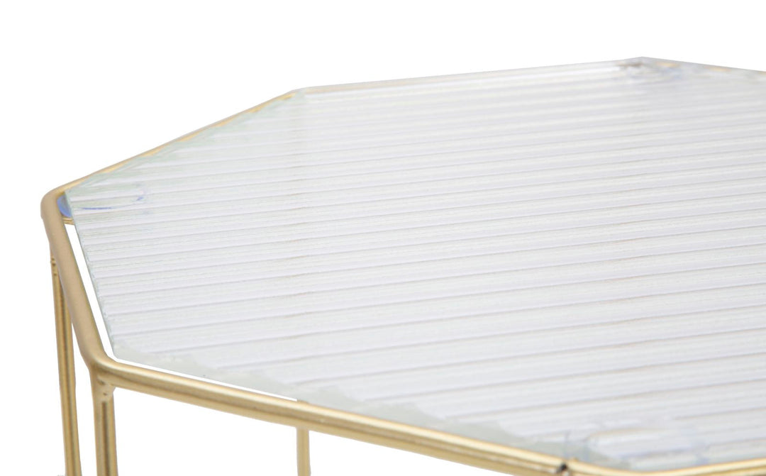 2er Set Glas Beistelltische Gold Rahmen New Glass Kollektion