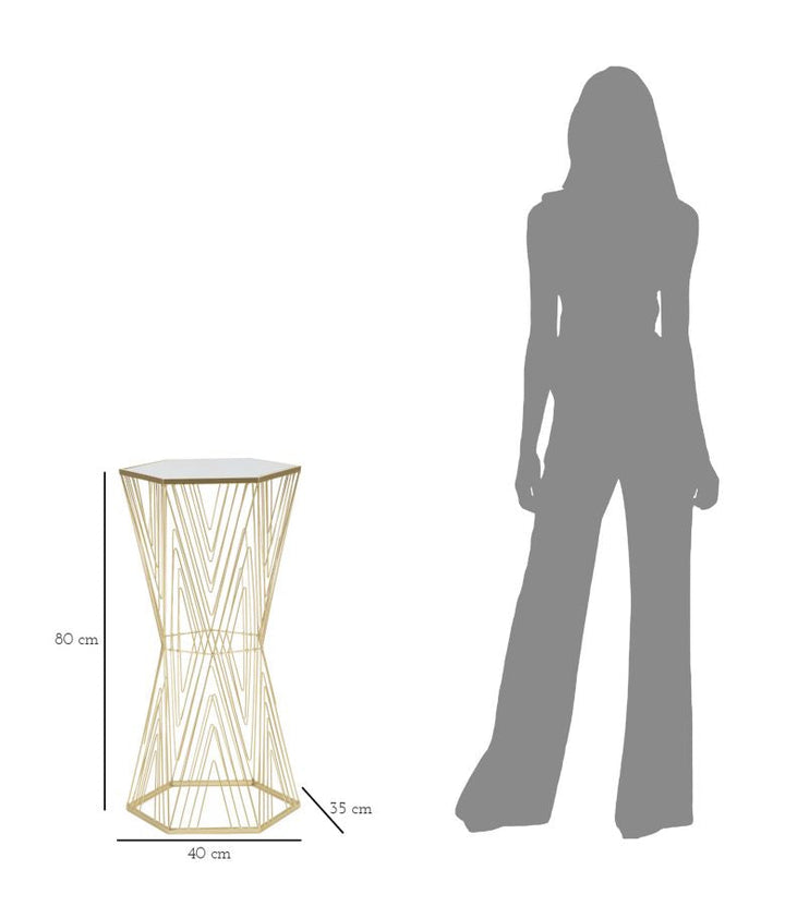 Gold Metall Saeulentisch Lines 6 Modernes Design