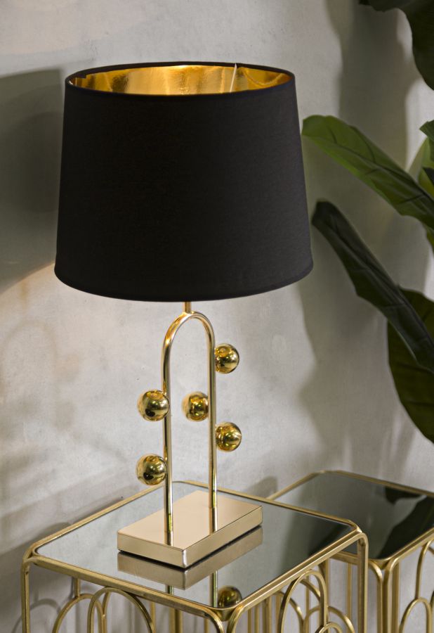 Moderne Tischlampe in Gold und Schwarz