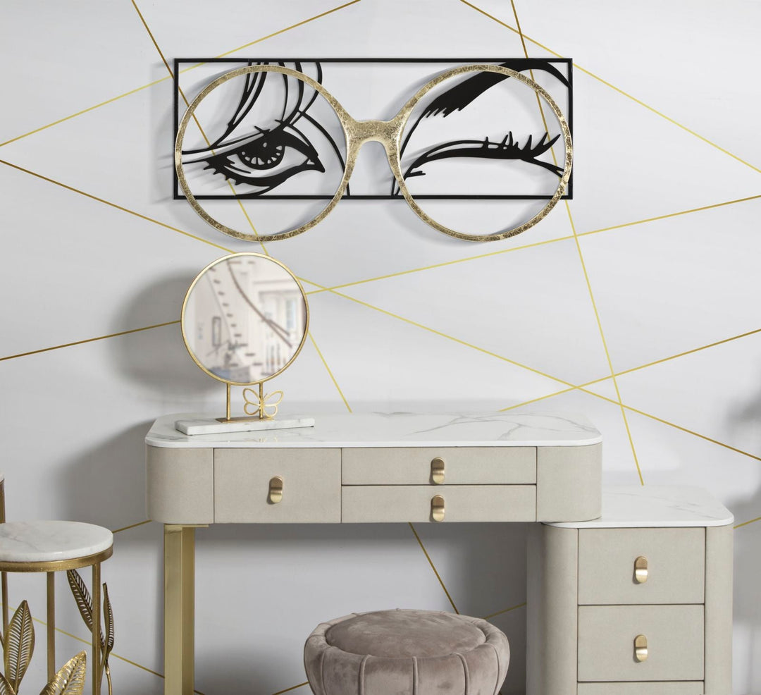 Damenbrille Kieselstein Metall Wanddekoration