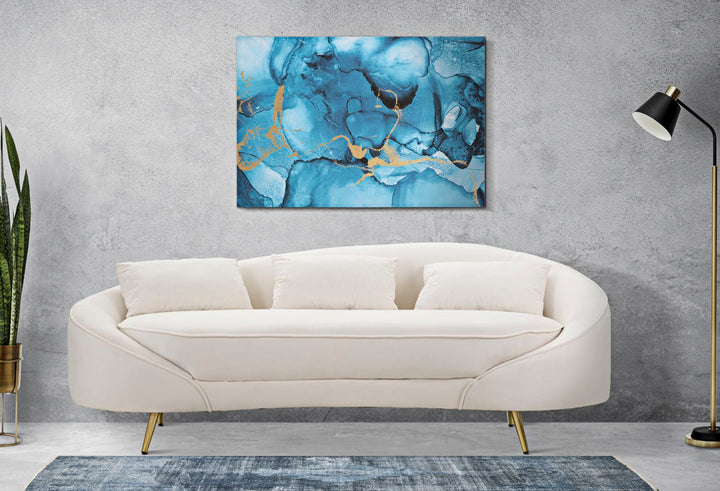 Blauer Marmor Wandgemälde