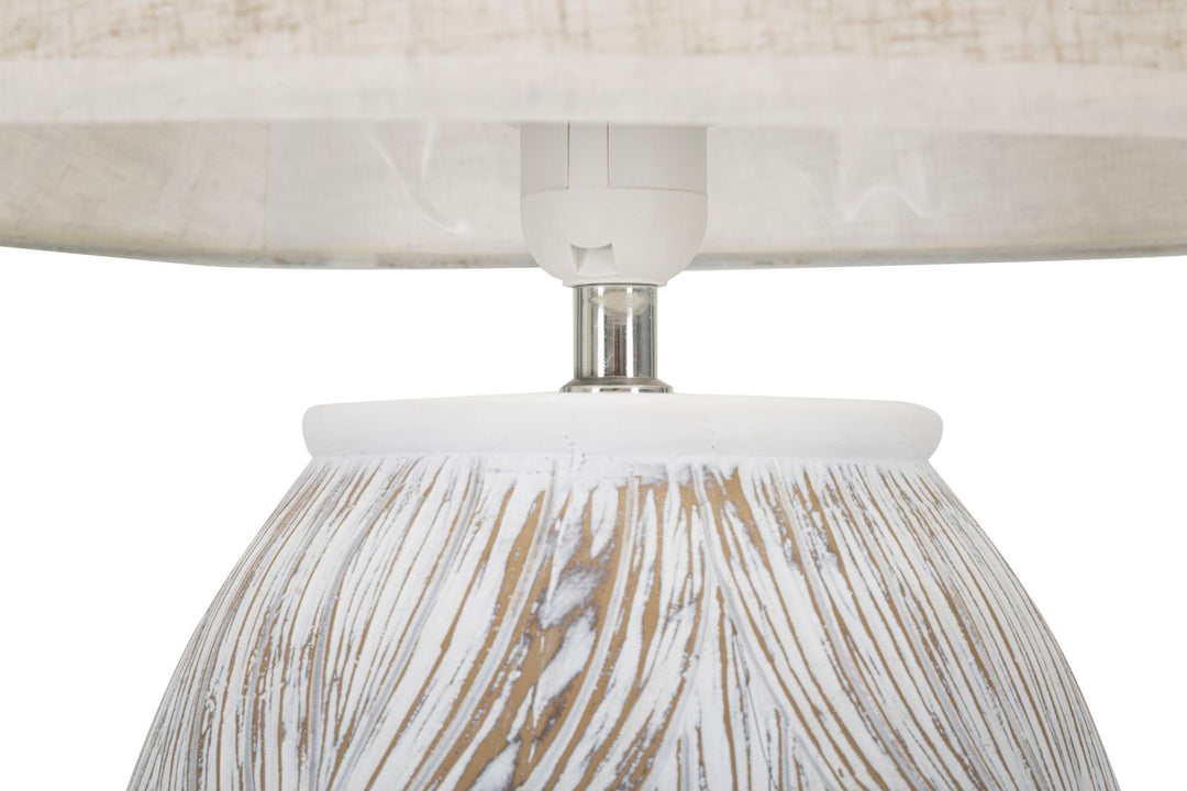 Weiße Tischlampe mit Blättermuster