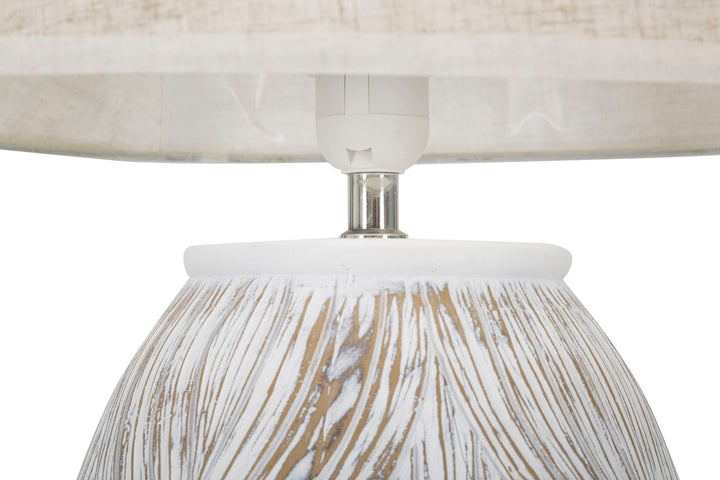 Weiße Tischlampe mit Blättermuster