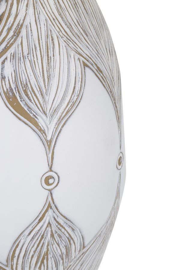 Weiße Tischlampe mit Blättermuster