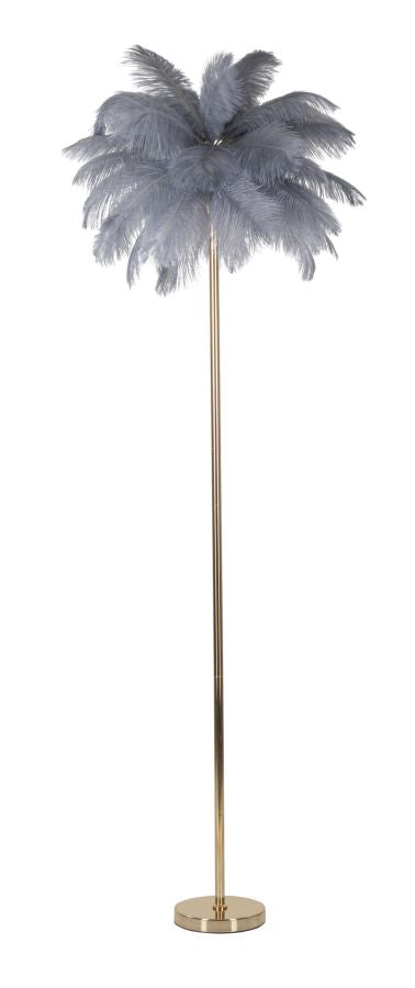 Grau Palme Stehlampe Stoffschirm Tropical Akzent