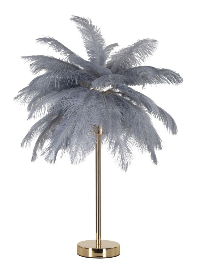 Grau Palme Tischlampe Stoffschirm Tropical Stil