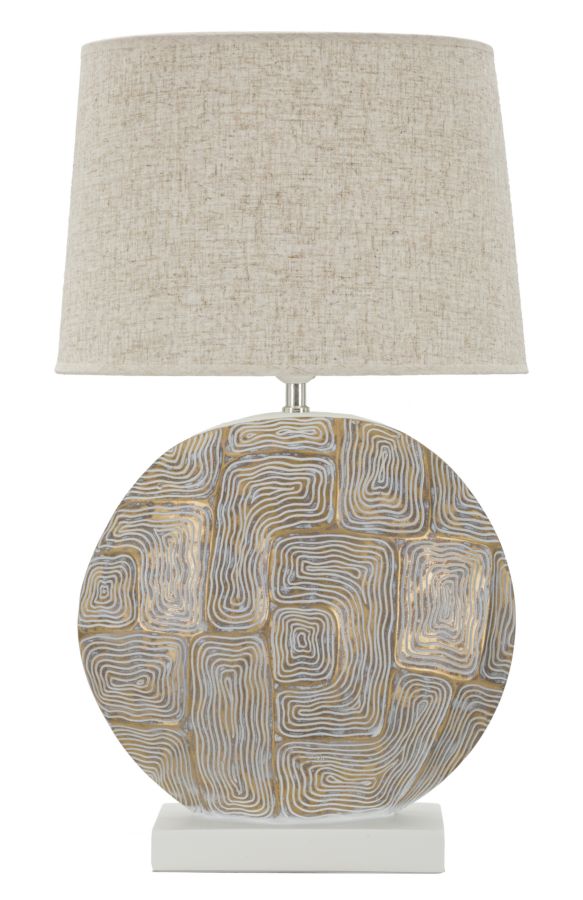 Beige Stoff Tischlampe Struktur Basis Eclips Modernes Design
