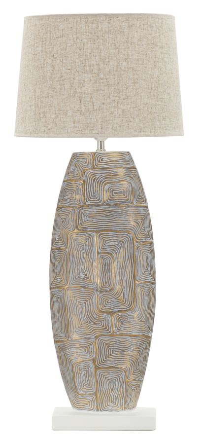 Hohe Beige Stoff Tischlampe Struktur Basis Eclips Tower