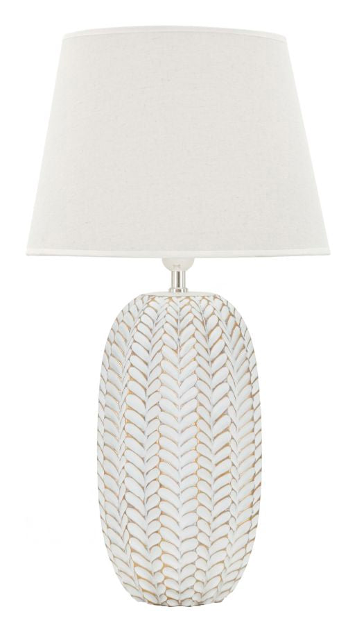 Weiss Keramik Tischlampe Stoffschirm Leaf Kollektion