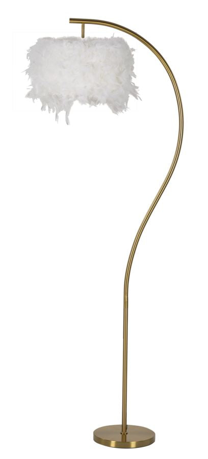 Gold Halb Bogen Stehlampe Weiss Schirm Modern Elegant