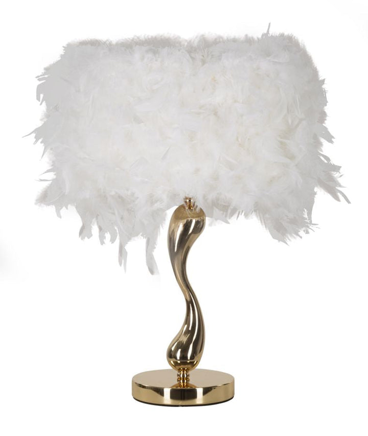 Weiss Feder Tischlampe Goldbasis Cart Kollektion