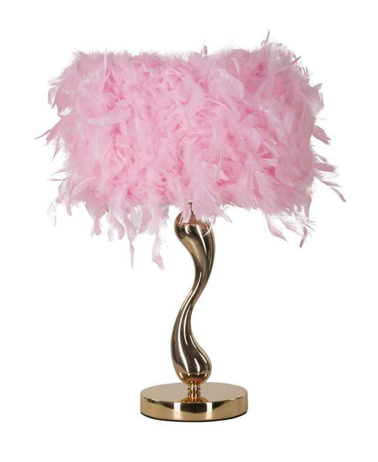 Rosa Feder Tischlampe Goldbasis Cart Kollektion