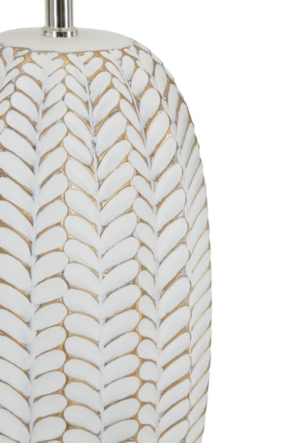 Weiss Keramik Tischlampe Stoffschirm Leaf Kollektion