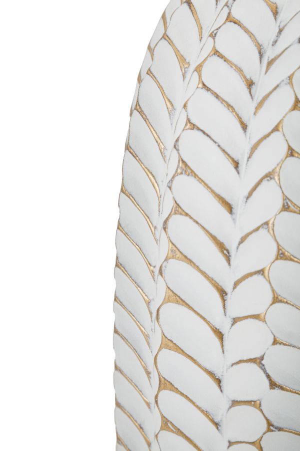 Weiss Keramik Tischlampe Stoffschirm Leaf Kollektion