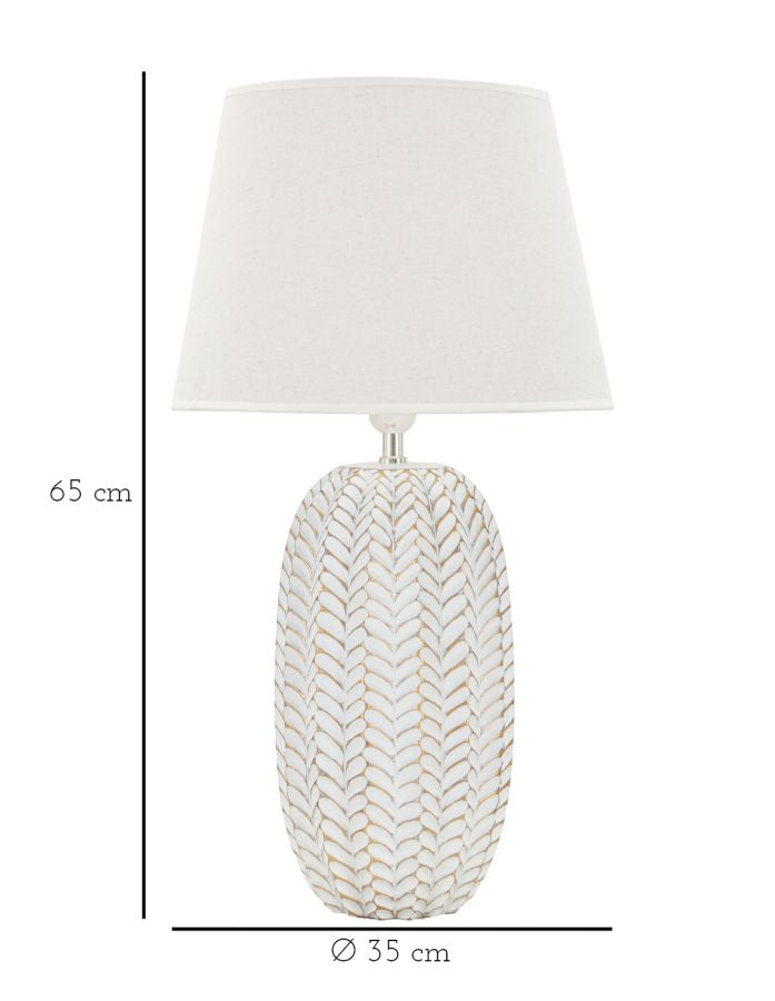 Weiss Keramik Tischlampe Stoffschirm Leaf Kollektion