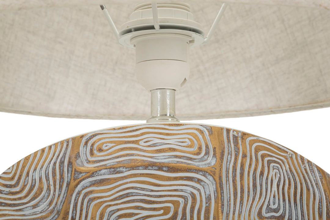 Beige Stoff Tischlampe Struktur Basis Eclips Modernes Design