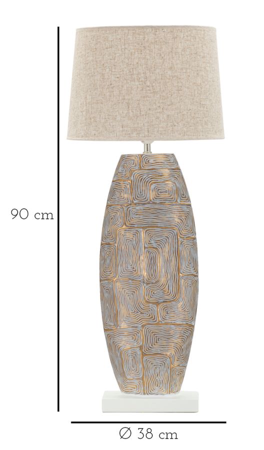 Hohe Beige Stoff Tischlampe Struktur Basis Eclips Tower